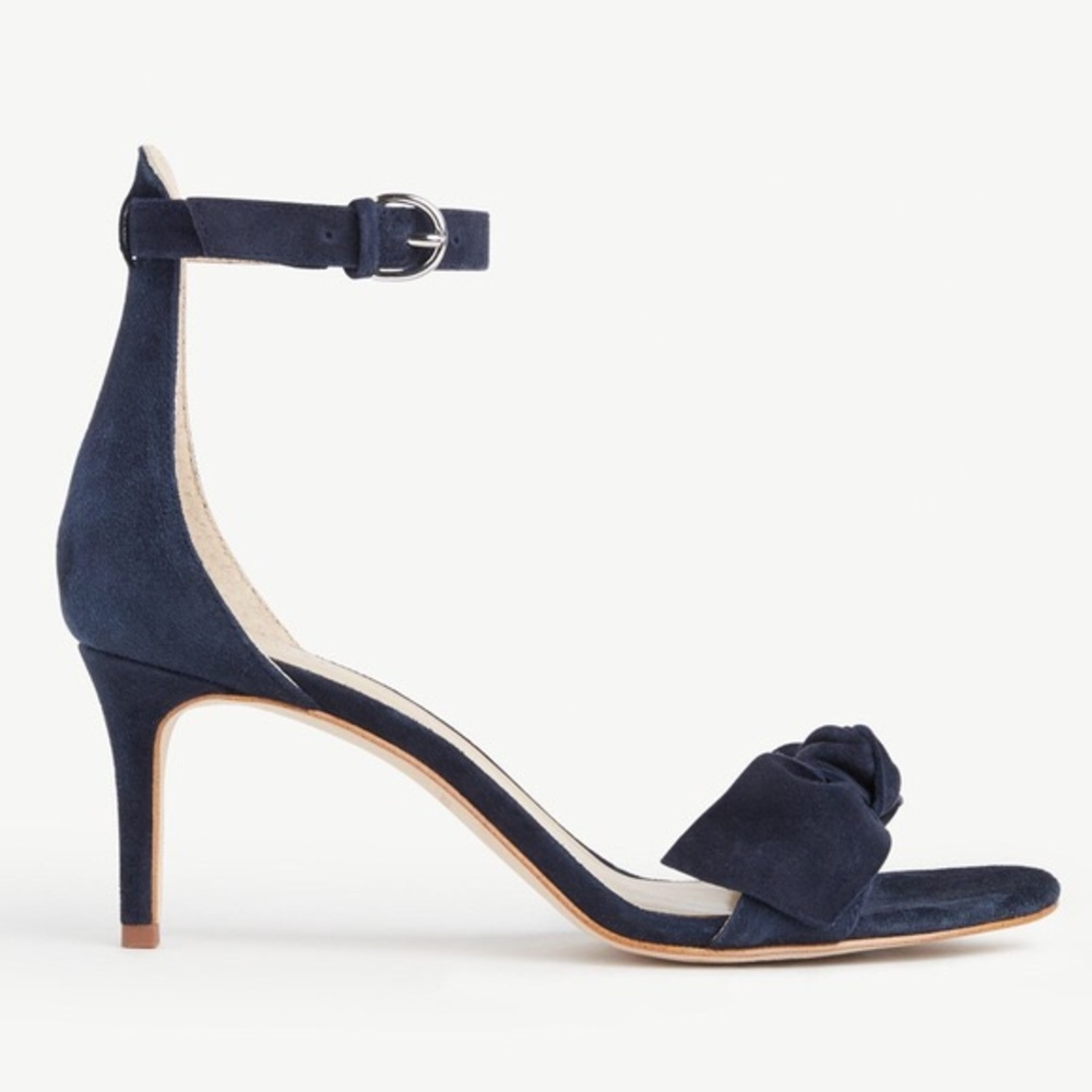 Ann Taylor Erica Suede Bow Sandals - Navy